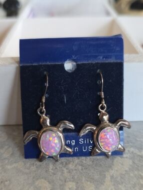 Pink Opal Turtle Drop Earrings - Women Jewelry